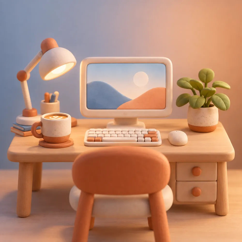 黏土 3D 微缩场景：桌面小世界 示例图